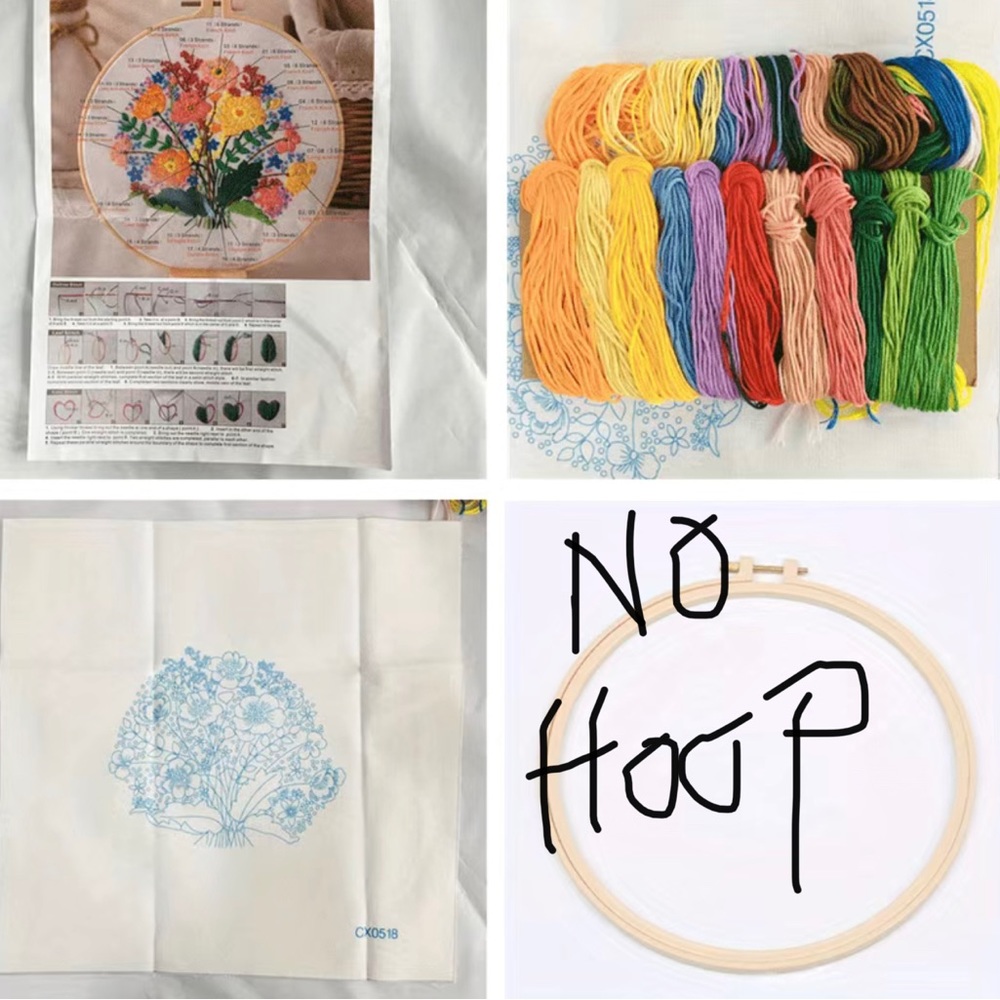 DIY Flower Pattern Embroidery kit Include Cloth Threads, Needles & Instruction - Picture 4 of 4